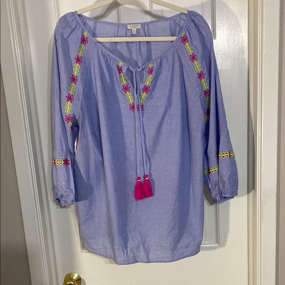Talbots Blue 3/4 Sleeve Tunic 2X